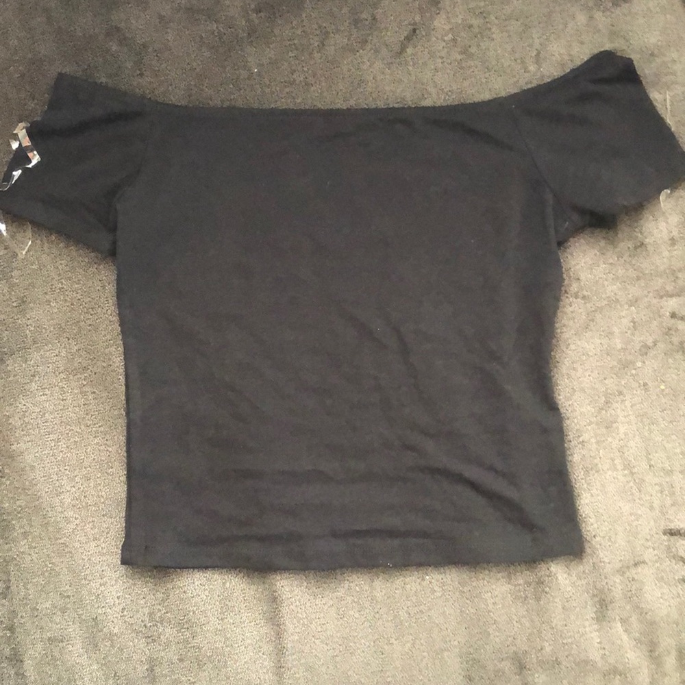 Black off the shoulder crop top